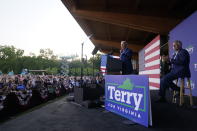 President Joe Biden speaks at a campaign event for Virginia democratic gubernatorial candidate Terry McAuliffe at Lubber Run Park, Friday, July 23, 2021, in Arlington, Va. (AP Photo/Andrew Harnik)