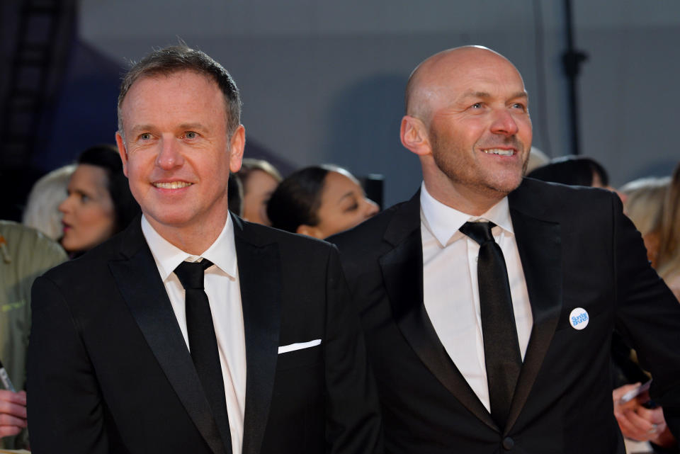 Tim Lovejoy and Simon Rimmer attending the National Television Awards 2017 at the O2, London. (Photo by Matt Crossick/PA Images via Getty Images)