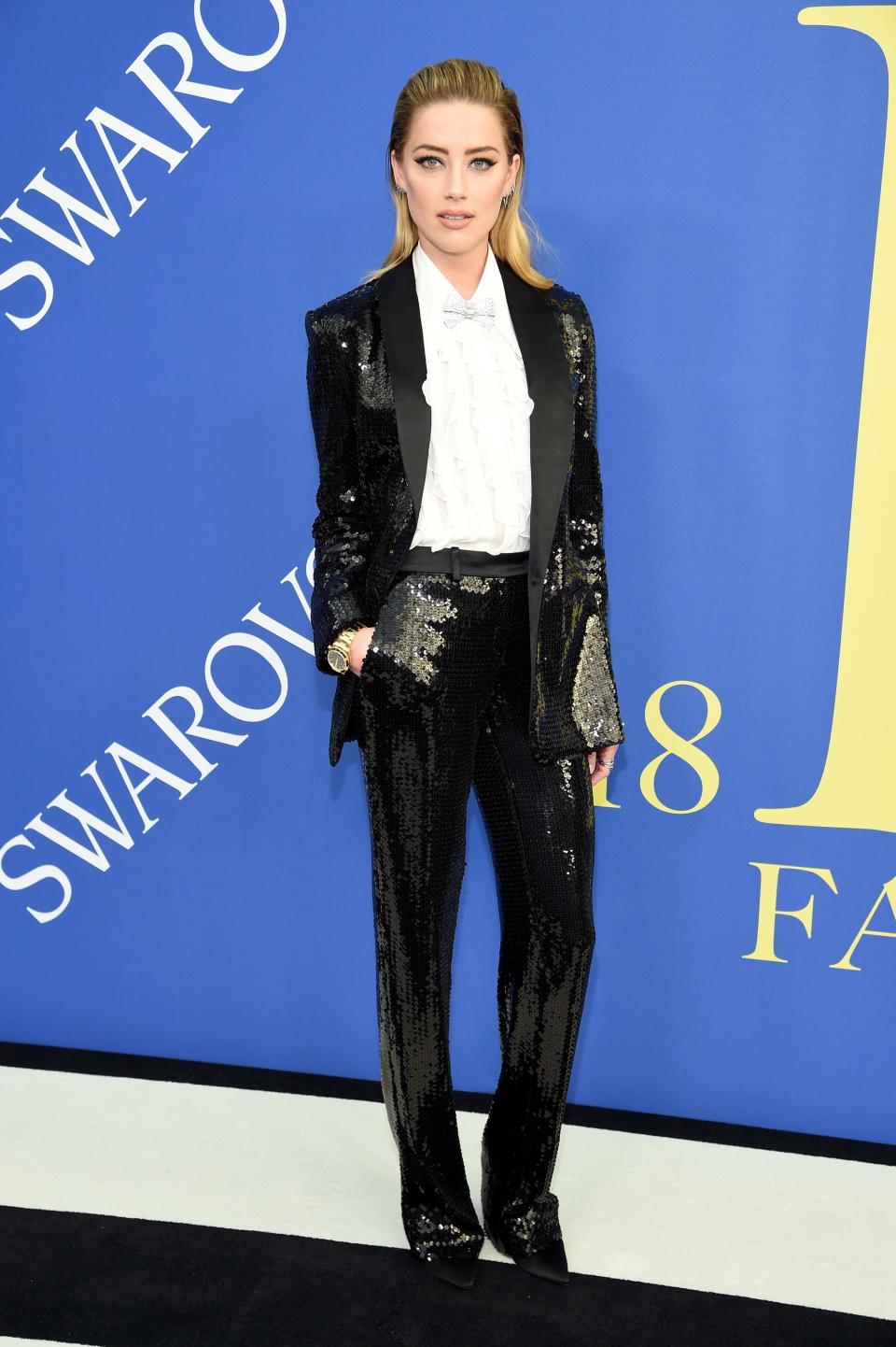 Amber Heard in Michael Kors Collection and Eva Fehren jewelry