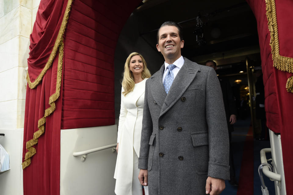 Ivanka and Donald Trump, Jr.&nbsp;arrive for the Presidential Inauguration of Trump at the U.S. Capitol in Washington, D.C., U.S., January 20, 2017. (Photo: POOL New / Reuters)