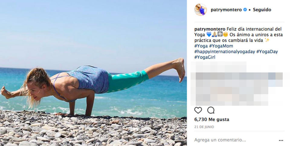 Especialista desde niña en gimnasia acrobátca, Patry mantiene que el abrazando la filosofía ‘yogui’ alcanzarás el bienestar físico y mental oxigenando tu cuerpo y liberándote del estrés, al tiempo que corriges dolencias al fortalcer la columna vertebral (Foto: Instagram)