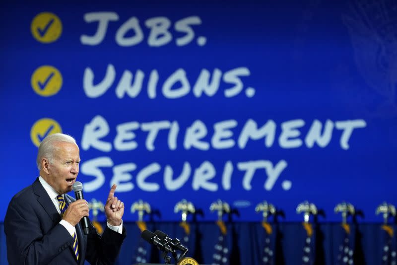 U.S. President Biden speaks about his economic agenda, in Cleveland