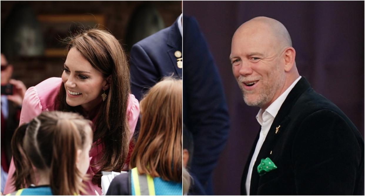 Kate, Princess of Wales at Chelsea Flower Show and Mike Tindall at the coronation concert. (Getty Images)