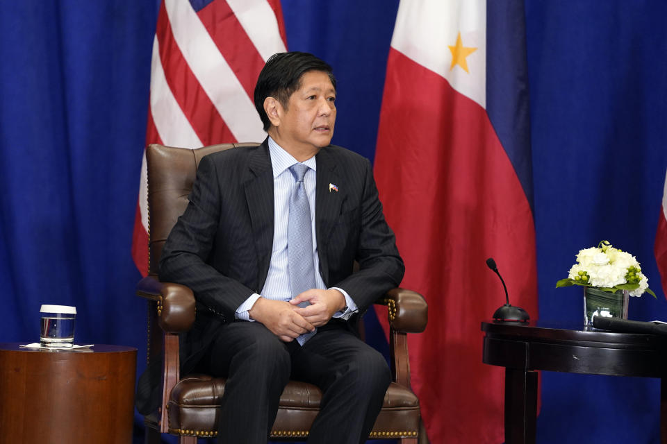 Philippine President Ferdinand Marcos Jr. speaks as he meets with President Joe Biden, Thursday, Sept. 22, 2022, in New York. (AP Photo/Evan Vucci)