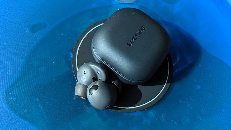 The Samsung Galaxy Buds 2 Pro's wireless earbuds removed from their charging case