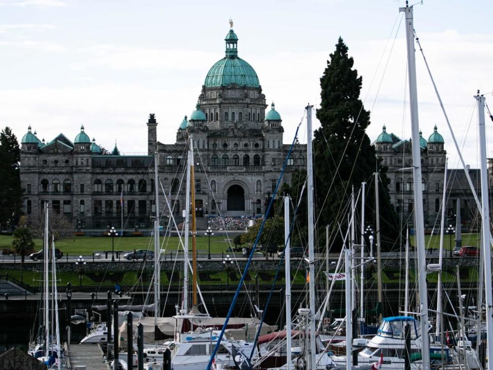 The B.C. Legislature pictured in Victoria on Oct. 6, 2021. Forests Minister Katrine Conroy was injured while walking home from the Legislature Tuesday night, police and the Premier's office say. (Ken Mizokoshi/CBC - image credit)