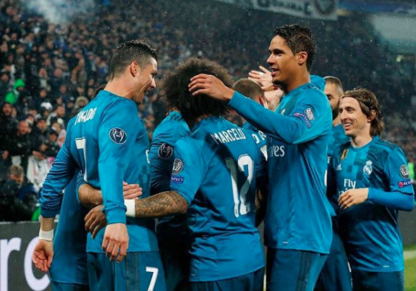 CR7 celebra el gol junto a sus compañeros del Real Madrid. Fotografía: IG Cristiano Ronaldo