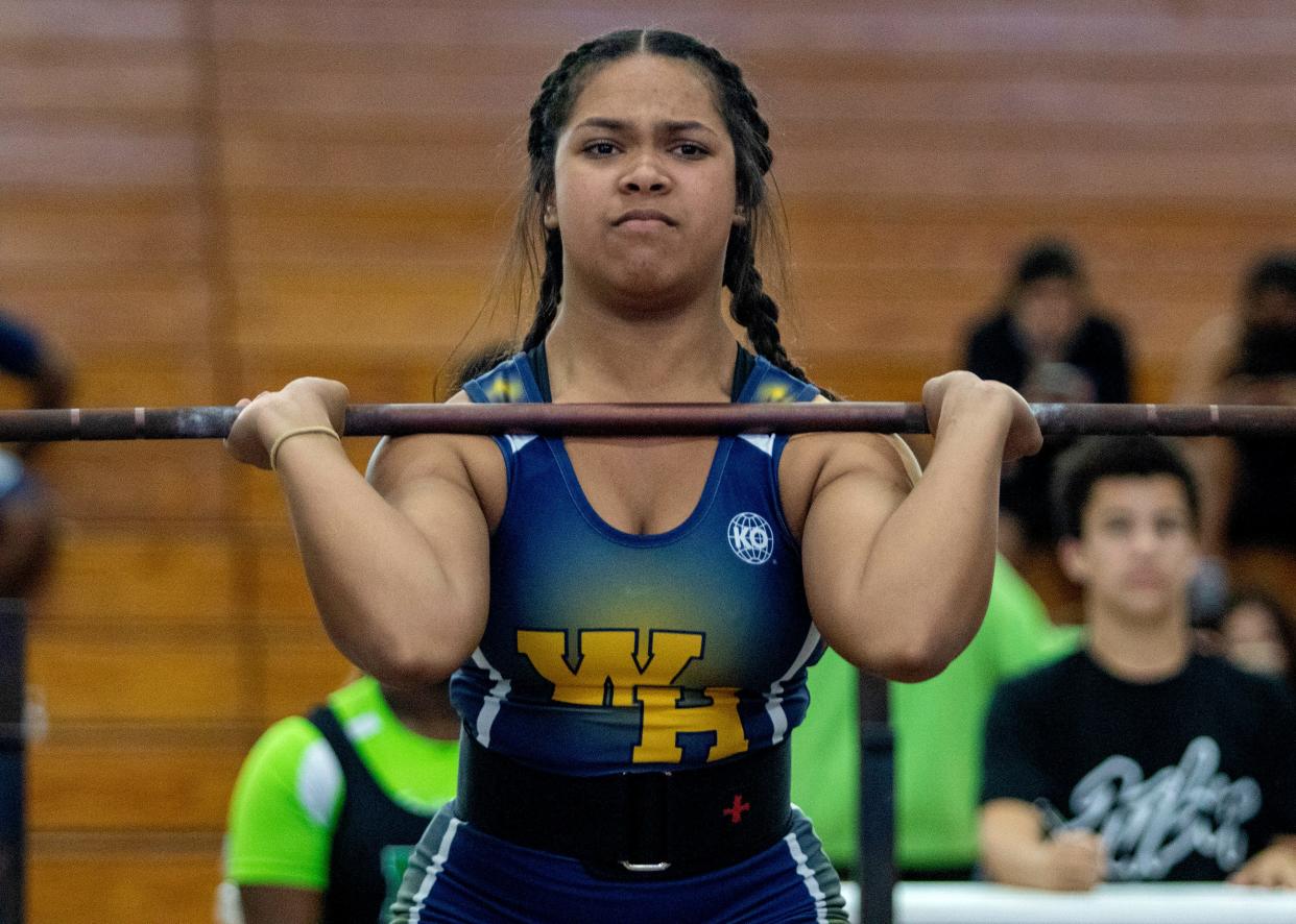 Winter Haven's Alyvia Logan won the 183-pound class on Saturday at the Class 3A, District 10 girls weightlifting meet at Winter Haven High School.