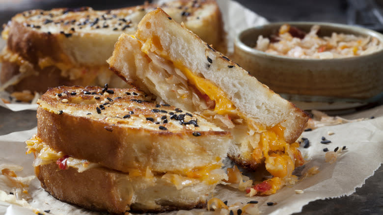 a kimchi grilled cheese sandwich
