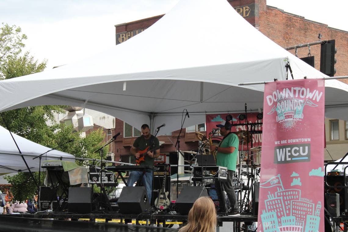 Downtown Sounds returned Wednesday evening, July 6, 2022, for its 18th year with music, food and vendors in a Downtown party at Bay and Prospect streets in Bellingham, Wash.