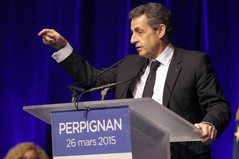 France's right-wing Union for a Popular Movement (UMP) leader and former French president Nicolas Sarkozy