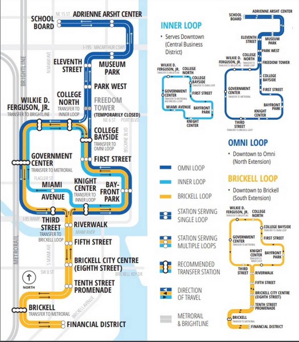 Metromover map that may help you get to the 2023 Lexus Corporate Run on April 27, 2023.