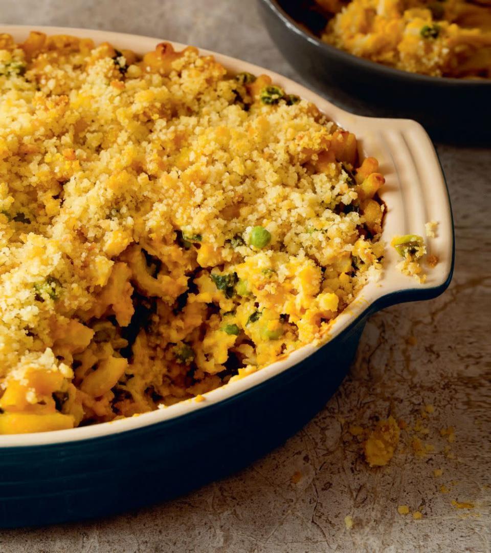 Baked Macaroni and Cheese with Peas and Chard