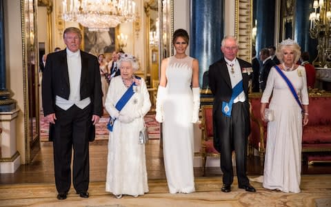 The Queen joined by Donald Trump and Melania, Prince Charles and Camilla - Credit: Jeff Gilbert