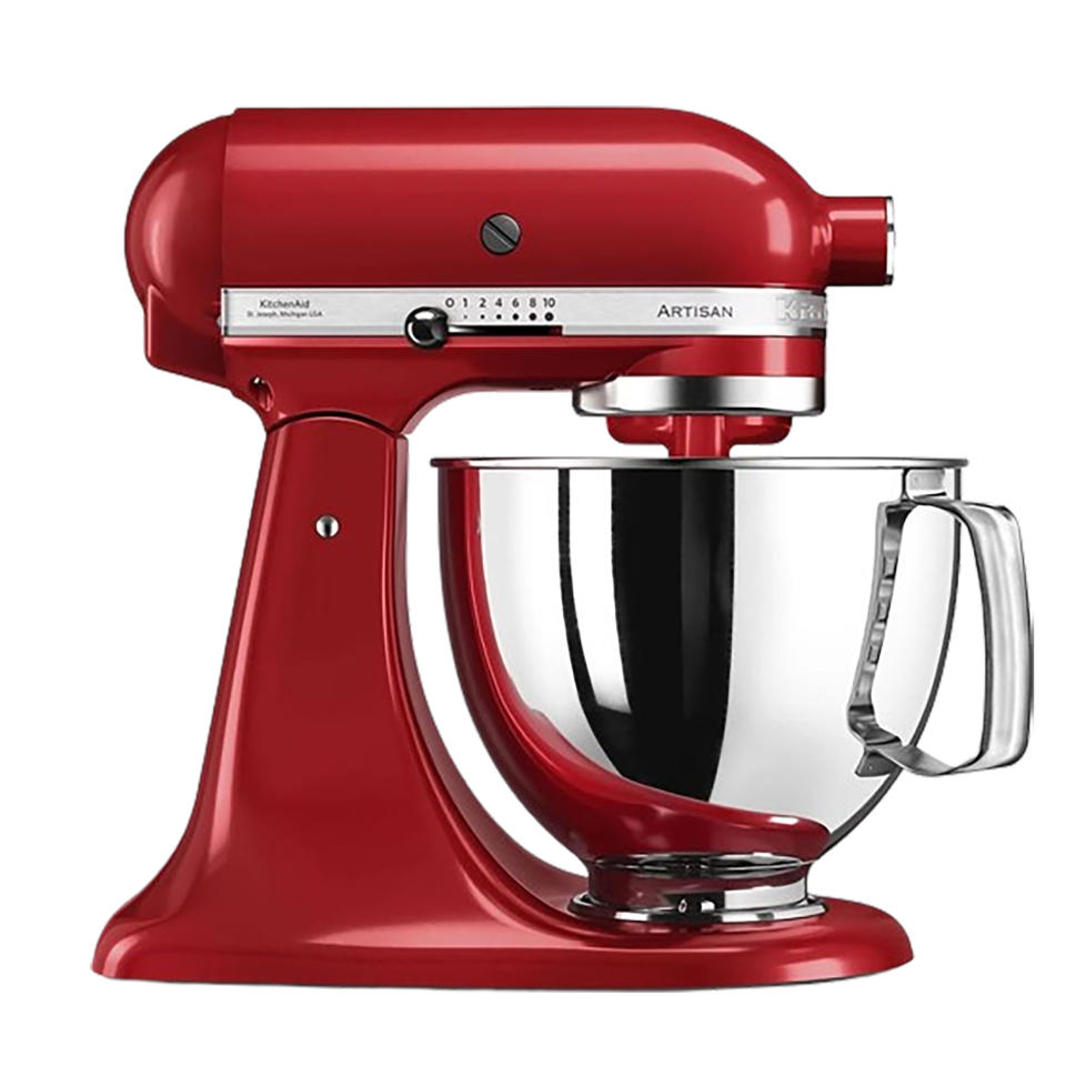 Red KitchenAid stand mixer