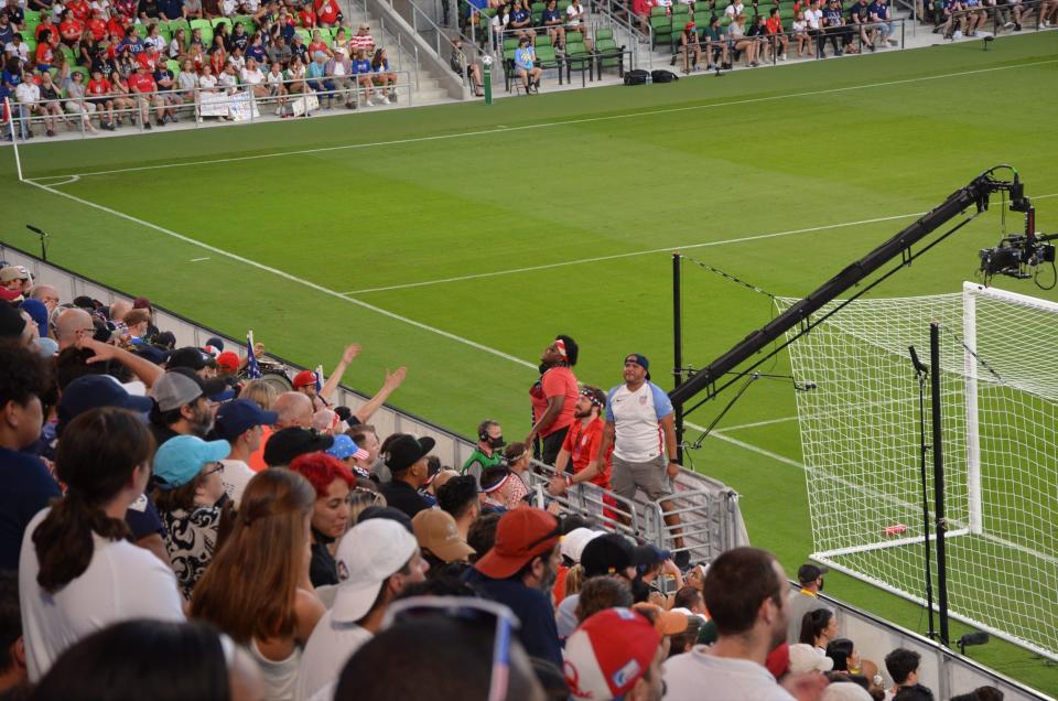 Supporters at Q2 Stadium, home of Austin FC in Austin, TX