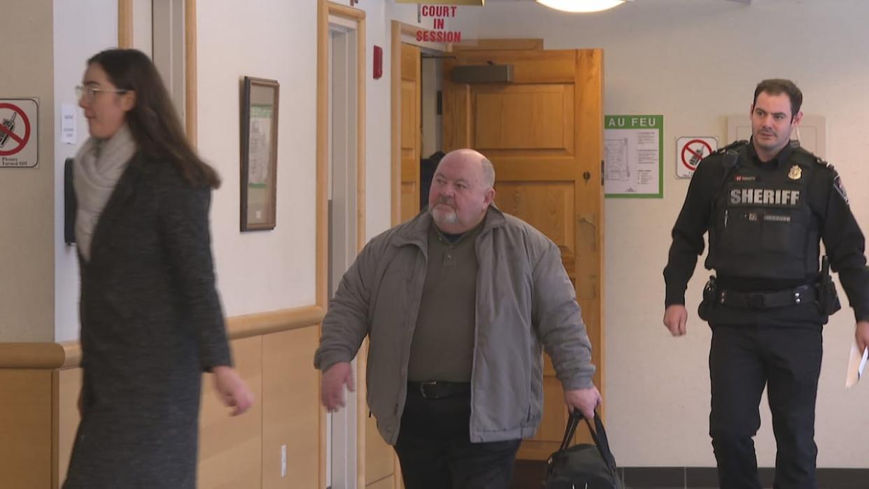 Maurice Joseph Praught, 70, arrives at a Charlottetown court on Tuesday for the sentencing. (Brittany Spencer/CBC - image credit)