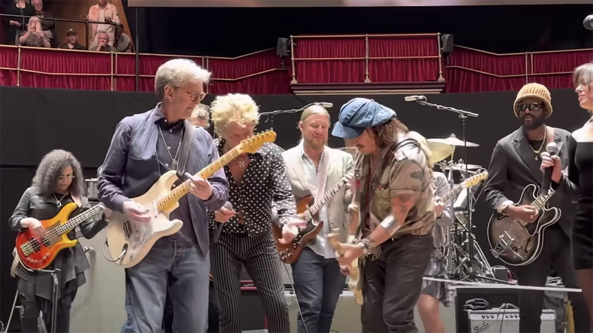  Eric Clapton, Johnny Depp, Derek Trucks and Gary Clark Jr. on stage at the Royal Albert Hall 