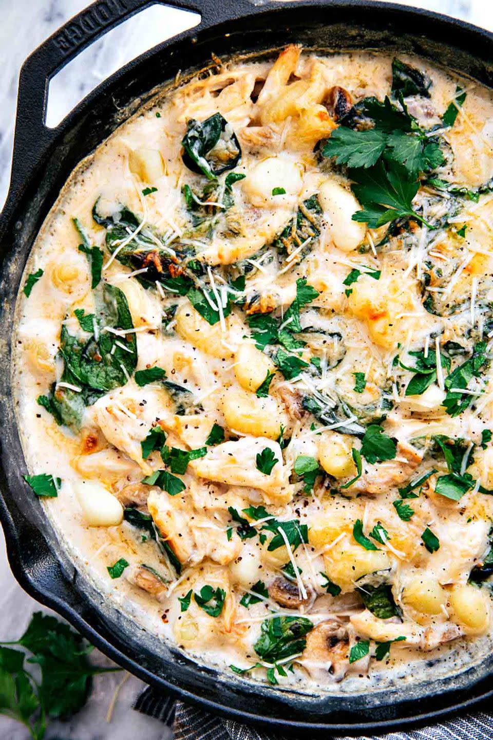 One Pan Chicken and Spinach Gnocchi