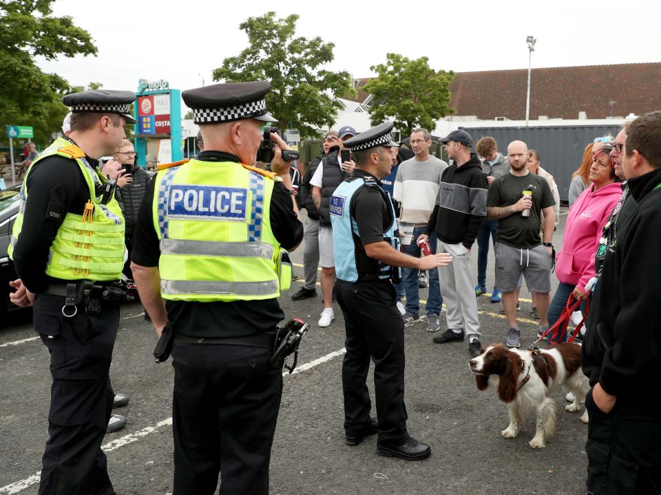 Police liaison officers spoke to protesters in the car park at Ferrybridge service station (Getty Images)