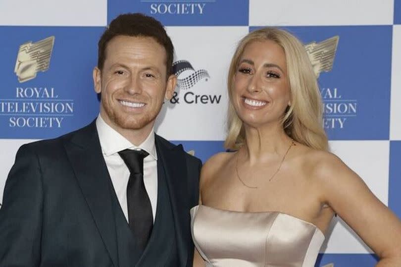 LONDON, ENGLAND - MARCH 26: Joe Swash and Stacey Solomon  attend the Royal Television Society Programme Awards 2024 at The Grosv