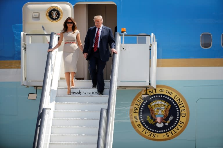 US President Donald Trump arrived in Britain with his wife Melania Trump