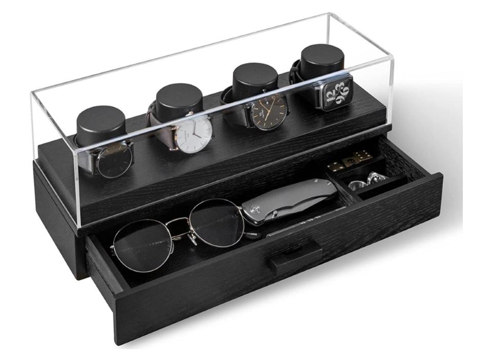 Keep your other favorite accessories secure in this display's small pull-out drawer. (Source: Amazon)