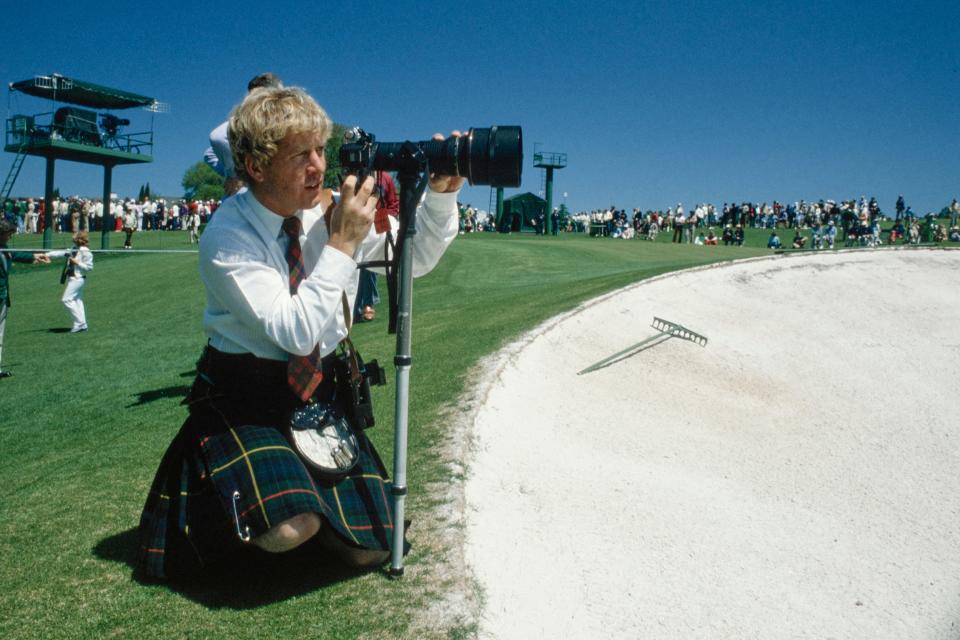 Photographer Brian Morgan covers the 1981 Masters in old school style, wearing a kilt and shooting with manual focus lenses and 35mm film cameras.