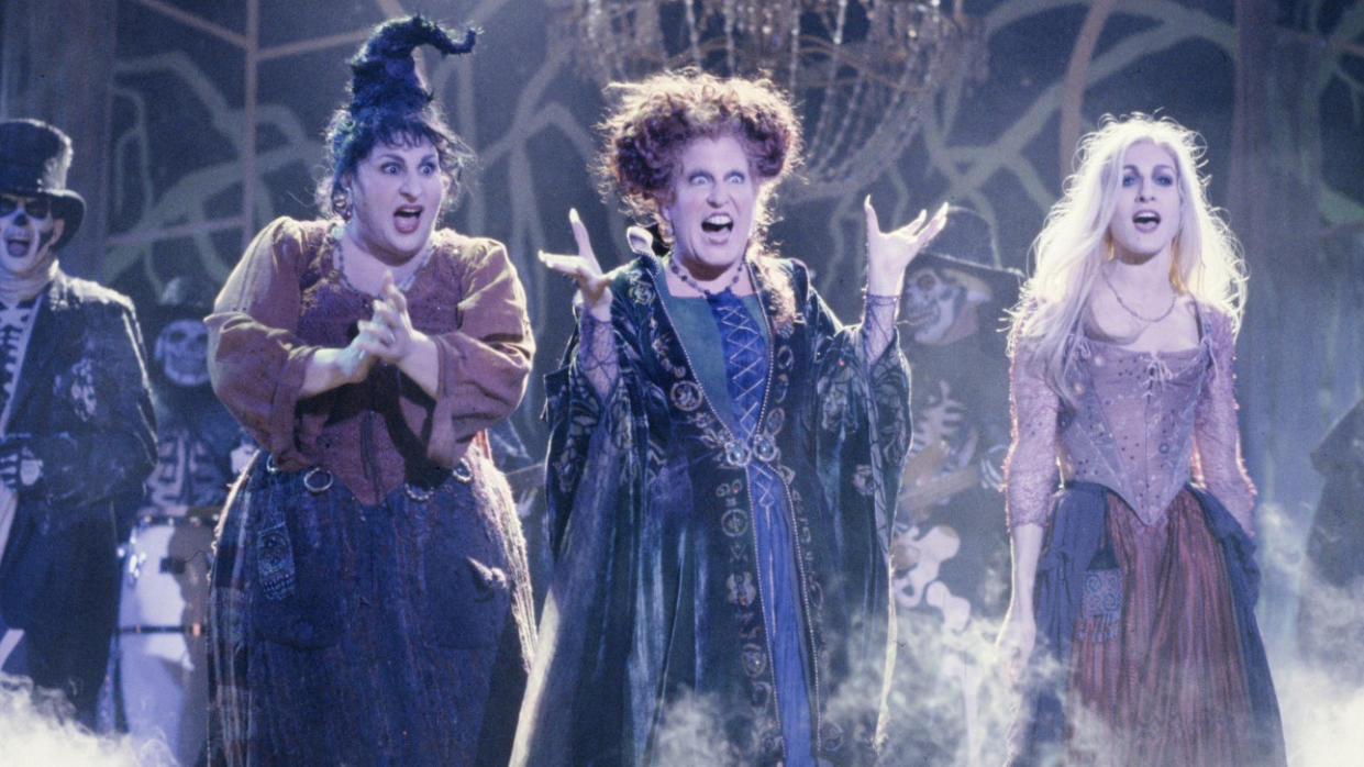 Kathy Najimy, Bette Midler and Sarah Jessica Parker portrayed witch sisters in 'Hocus Pocus'. (Credit: Disney)