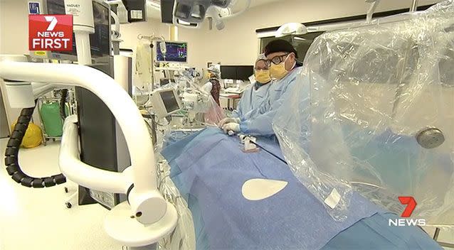 Surgeons at Brisbane's Prince Charles Hospital worked to repair a woman's leaky heart valve using world-first technology. Picture: 7 News