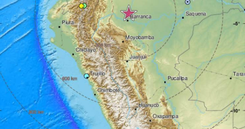 祕魯發生規模7.3地震。（圖／翻攝自EMSC推特）