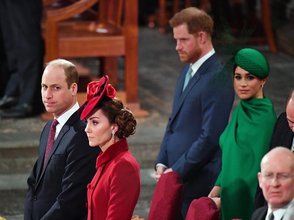 Prince William, Duke of Cambridge, Catherine, Duchess of Cambridge, Prince Harry, Duke of Sussex and Meghan, Duchess of Sussex attend the Commonwealth Day Service 2020 on March 9, 2020 in London, England