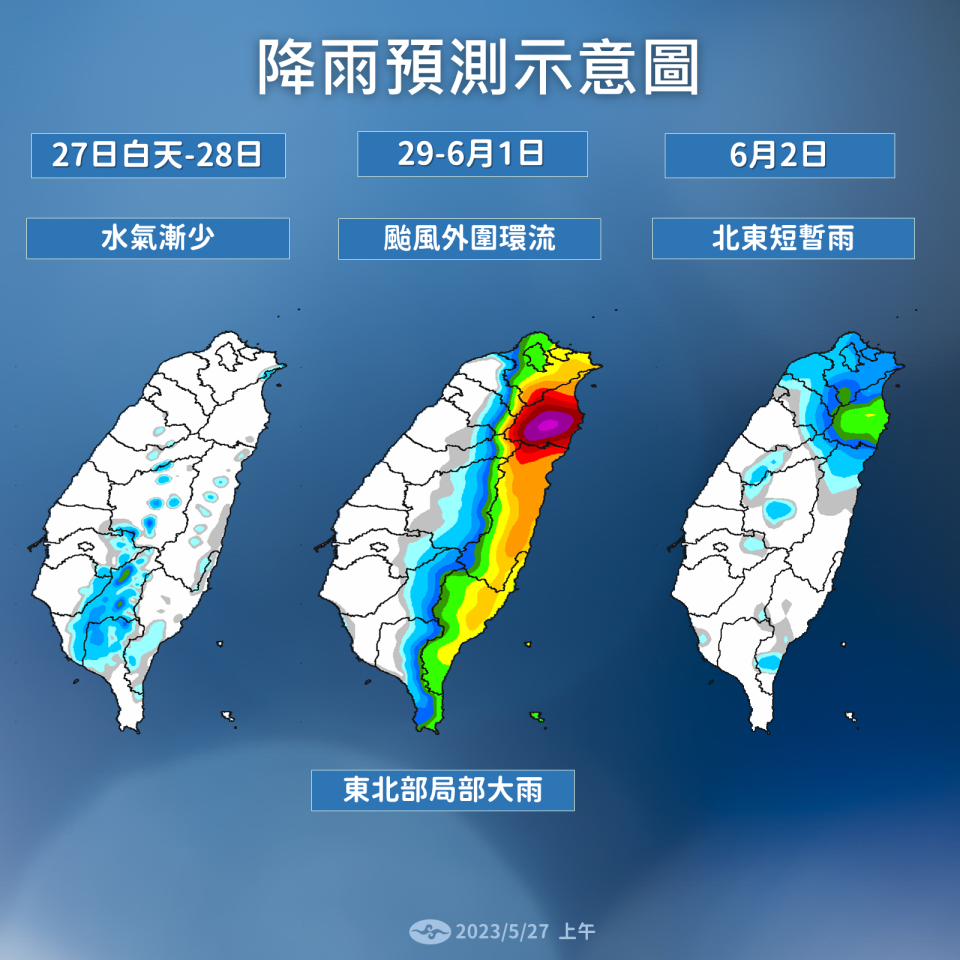 未來一周天氣趨勢。（圖／中央氣象局提供）