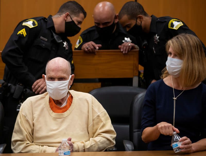 Joseph James DeAngelo, known as the Golden State Killer, attends court in Sacramento