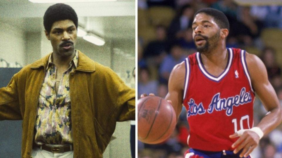 DeVaughn Nixon as Norm Nixon and the real Norm Nixon (Photo credit: HBO, Getty Images)