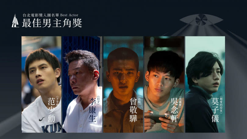 台北電影獎「最佳男主角獎」入圍名單。（圖／台北電影獎提供）