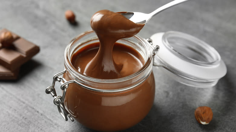 Jar of chocolate dipping sauce