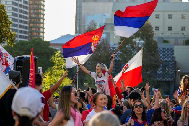 Supporters of Novak Djokovic gathered outside the Park hotel during his time there