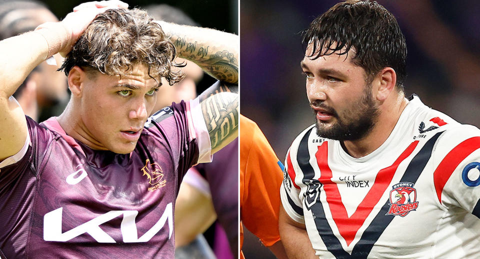 Pictured left to right, NRL stars Reece Walsh and Brandon Smith will both be featuring in the Las Vegas match.