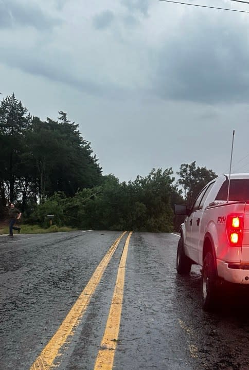 Storm damage in Lindale on Tuesday morning