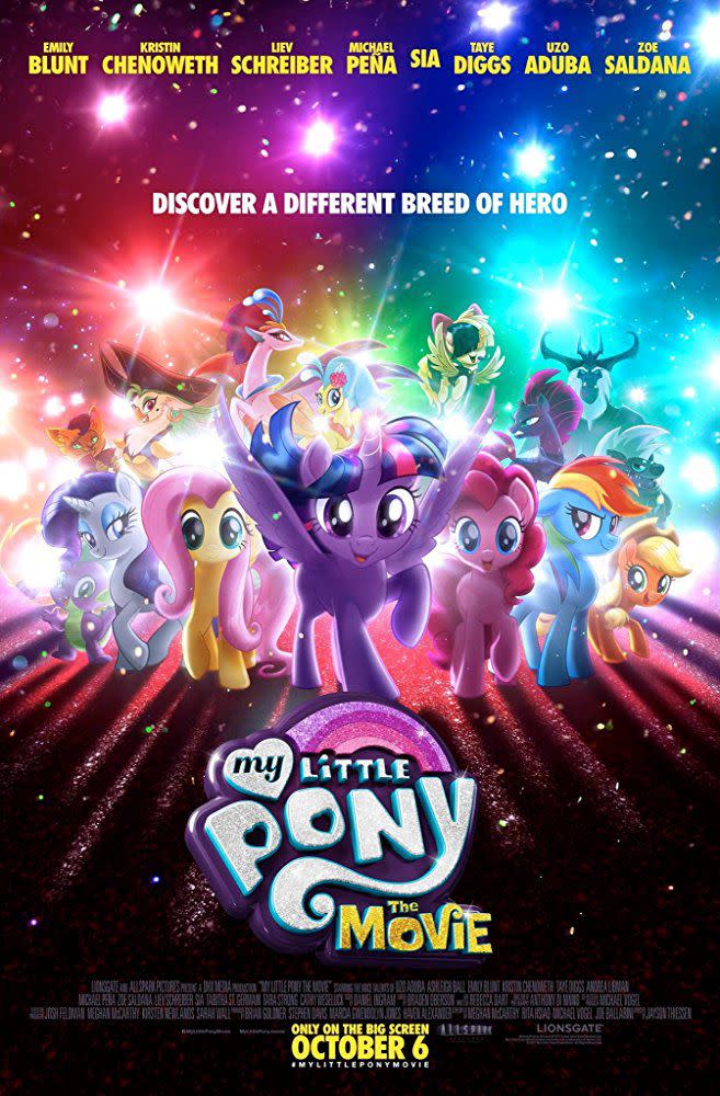 <p><a rel="nofollow noopener" href="https://www.amazon.com/My-Little-Pony-Uzo-Aduba/dp/B075XBTQVL/" target="_blank" data-ylk="slk:STREAM NOW;elm:context_link;itc:0;sec:content-canvas" class="link ">STREAM NOW</a></p><p>Between Emily Blunt, Zoe Saldana, and Sia lending their voices to this animated film, it's no wonder it's such a success. The storyline follows the Mane 6, who embark on a journey to the end of Equestria to save their beloved home in Ponyville. </p>