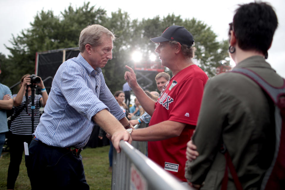 DES MOINES, IOWA - SEPTEMBER 21: Democratic presidential candidate and billionaire hedge fund manager Tom Steyer greets guests at the Polk County Democrats' Steak Fry on September 21, 2019 in Des Moines, Iowa. Seventeen of the 2020 Democratic presidential candidates and more than 12,000 of their supporters attended the event. (Photo by Scott Olson/Getty Images)