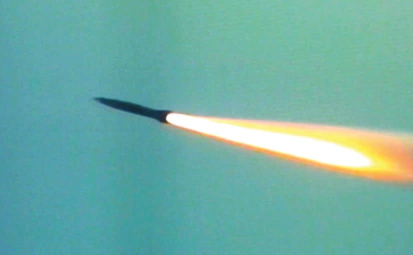 A video still released by IAI showing Air LORA (or perhaps the original LORA) during a test launch. <em>IAI</em>