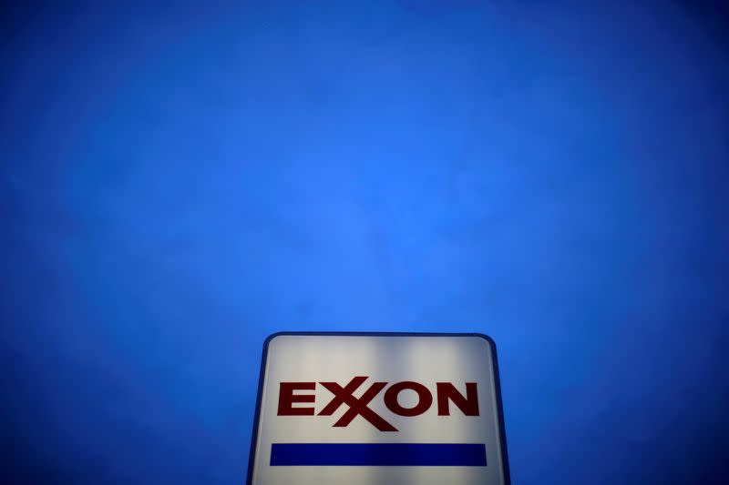 FILE PHOTO: An Exxon sign is seen at a gas station in the Chicago suburb of Norridge