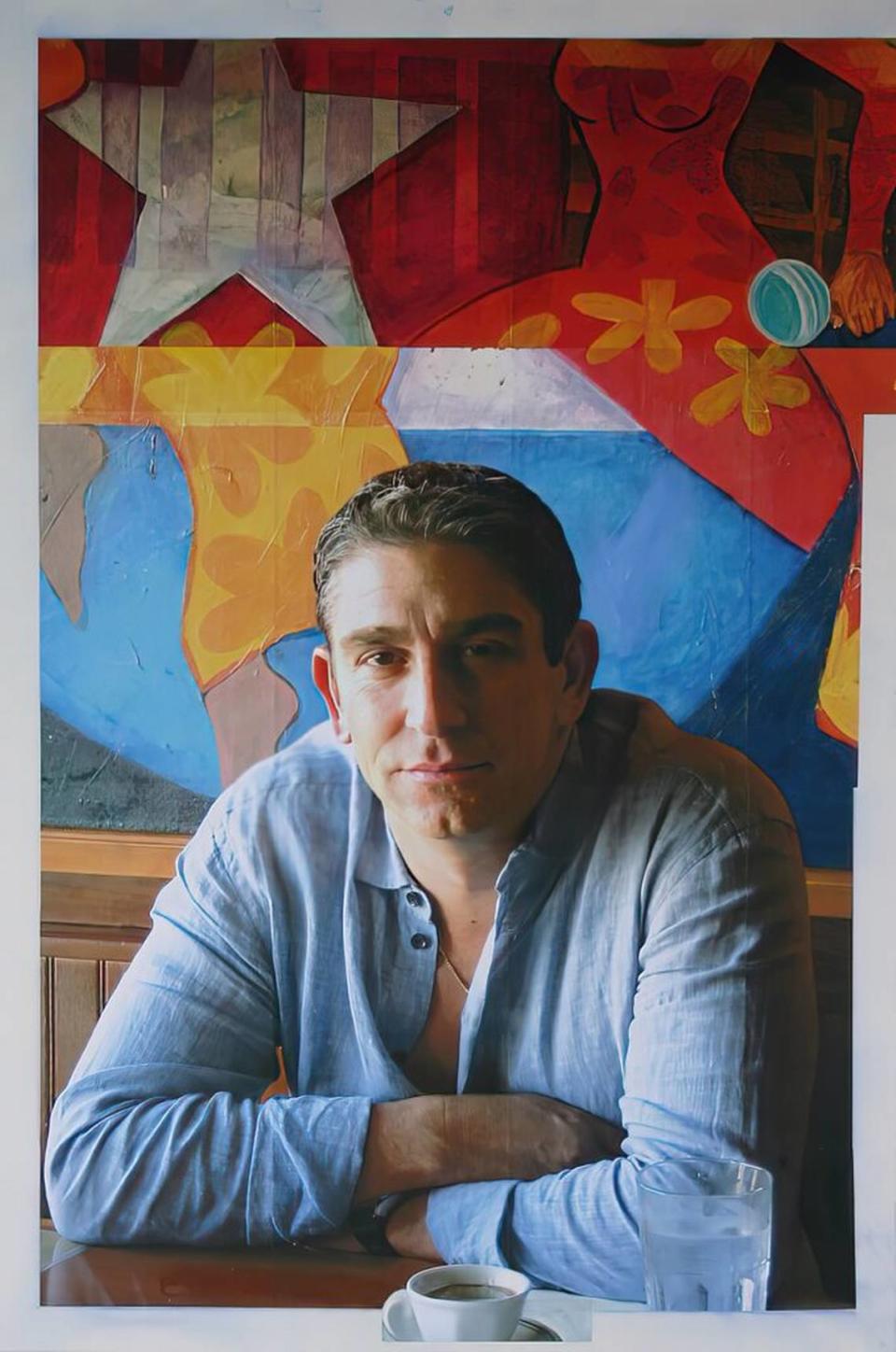 “La Carreta.” Richard Blanco, 2014. 40 x 60 inches. Mixed-media on canvas.