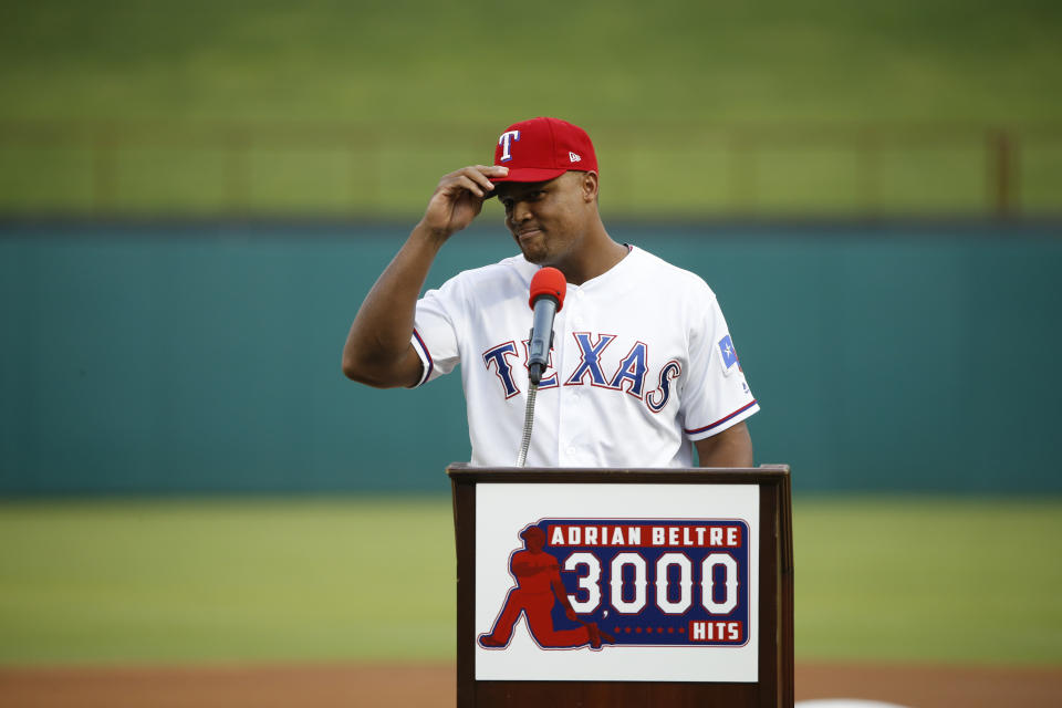 Adrián Beltré完成3000安里程碑。(Photo by Ron Jenkins/Getty Images)