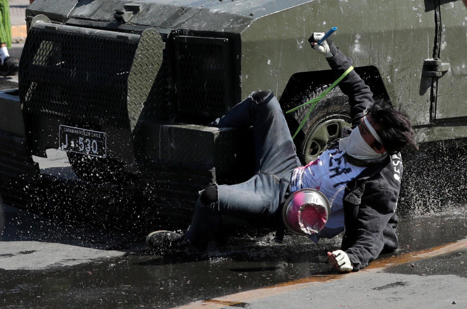 A demonstrator in Santiago, Chile