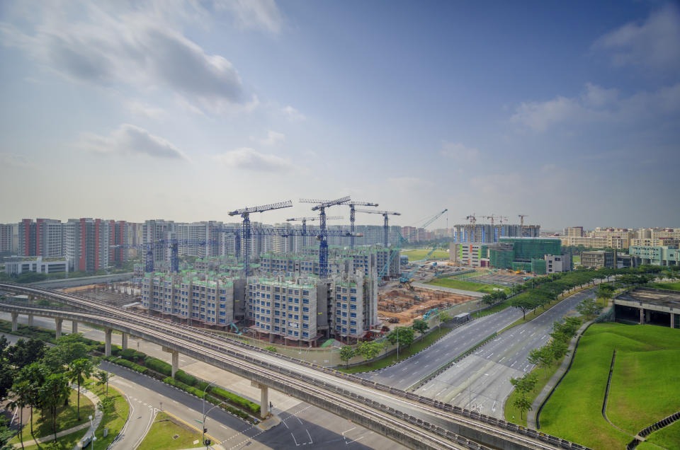 HDB consruction site in Singapore, illustrating a story on Oct 2023 BTO sales exercise.