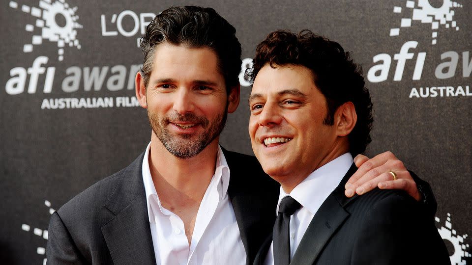 Eric Bana and Vince Colosimo (right) arrive at the 2008 Australian Film Institute Awards. Source: AAP