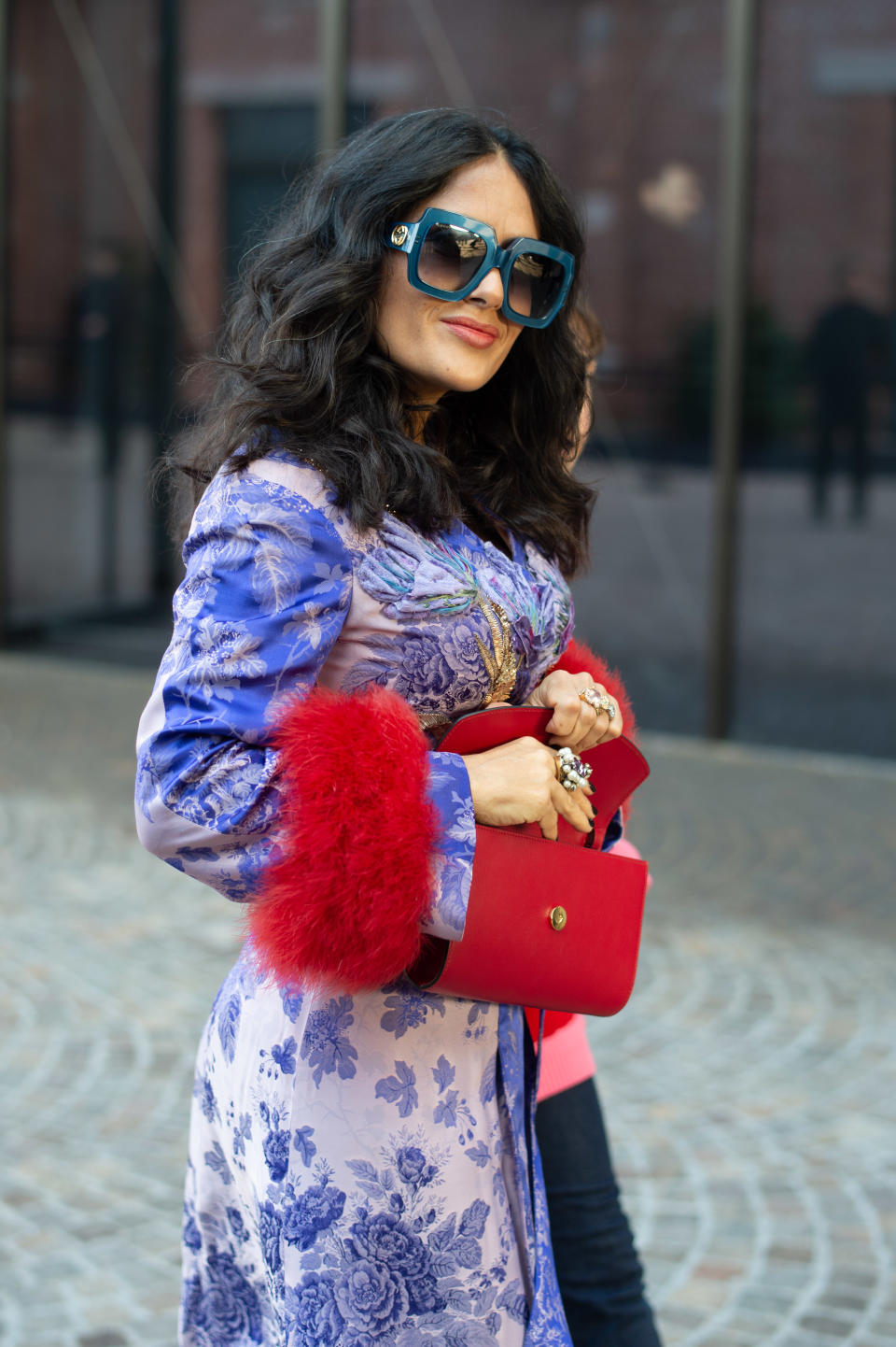 Salma Hayek Pinault attends the Gucci show at Milan Fashion Week Autumn/Winter 2019/20 on February 20, 2019 in Milan, Italy. (Credit: Jacopo Raule/Getty Images)